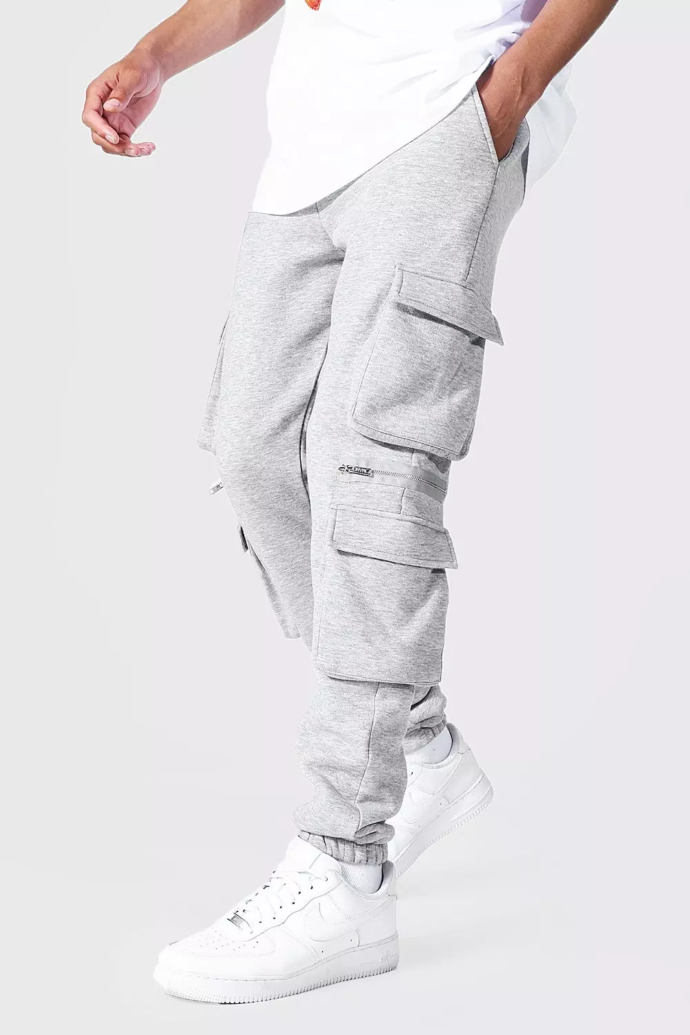 Boohooman grey joggers hot sale